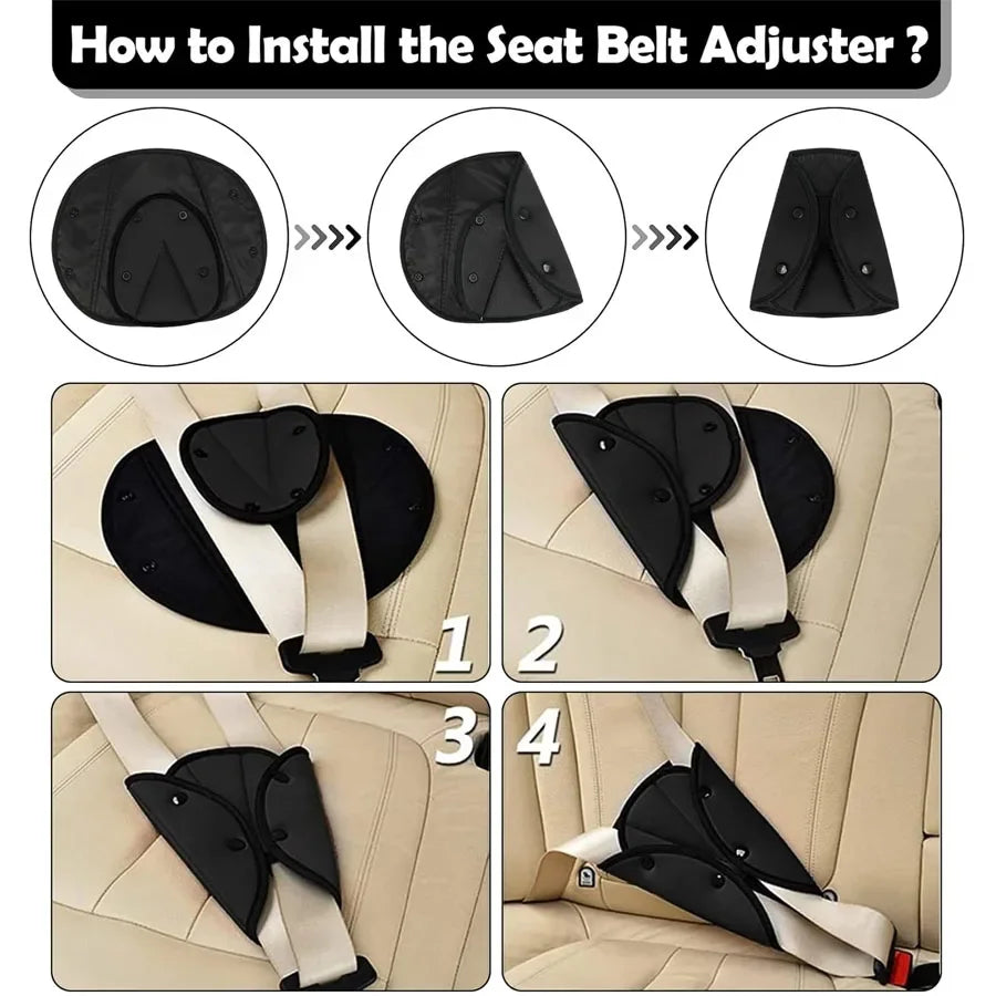 Seat Belt Adjuster for Kids Adults Adjuster for Kid Seat Belt Clips Safety Strap Triangle Positioner Car Seat Strap Pads Cover