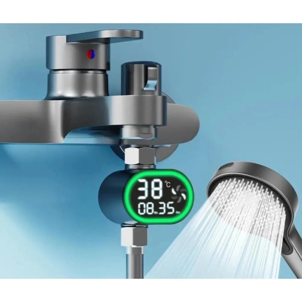 LED Digital Shower Thermometer for Bathtub and Shower Use Self-Powered by Water Pressure No External Power Needed