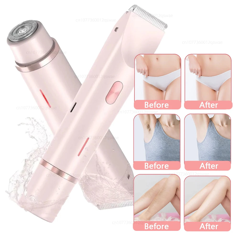 Electric Shaver for Woman Bikini Trimmer for Women Dual Head Electric Razor Waterproof Painless Bikini Shaver Pubic Hair Trimmer