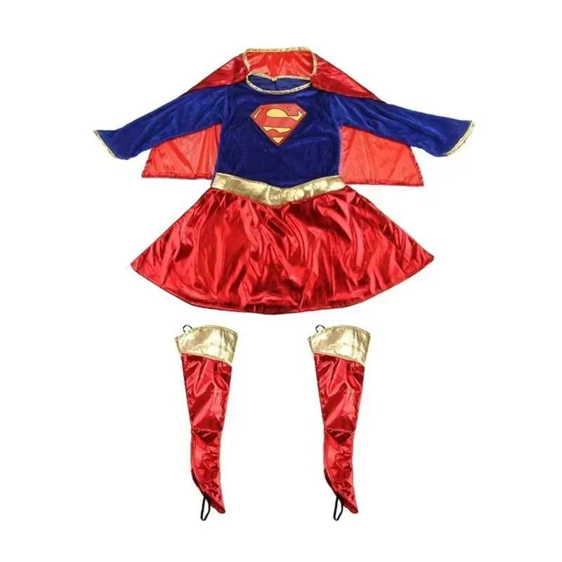 Children's Day Carnival Kids Superhero Super Girls Cosplay Costumes Cloaks Party Dress Birthday Clothes Halloween