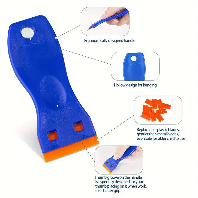 Hair Extension Tools Remover Scraper Tool Plastic Razor Blade with Replacement Blades in Extensions tool Adhesive-Remover