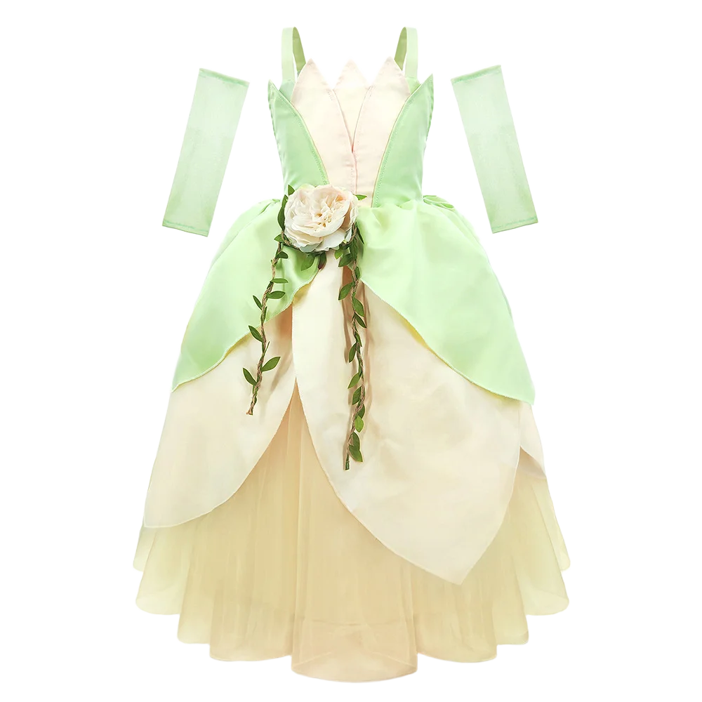 Halloween Child Cosplay Costume Toddler Girls Fancy Princess Ball Deluxe Gown 2025 Girl's Birthday Princess Tiana Dress Up