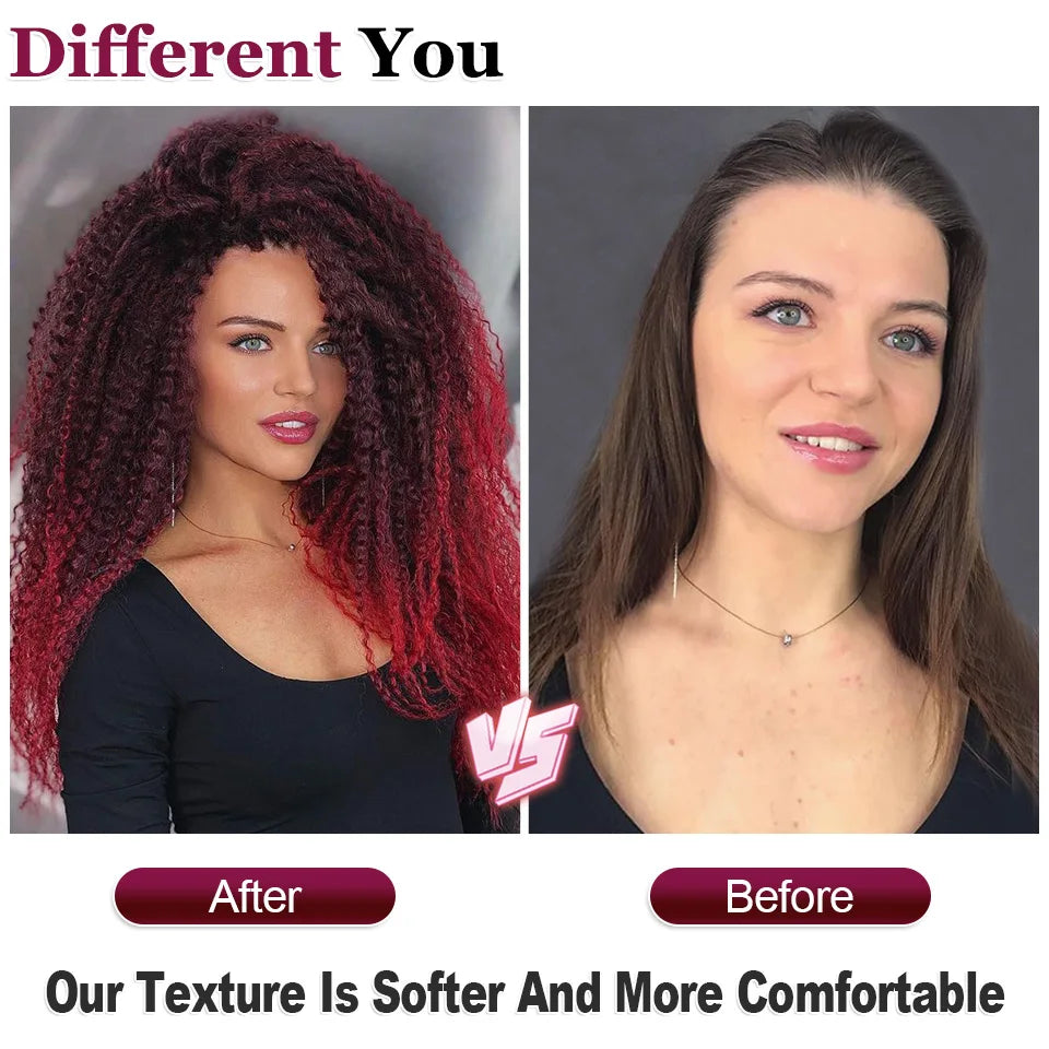 3-7Pcs Synthetic Brazilian Crochet Braids Hair for Women 20-28" Ombre White African Curls Kinky Curly Braiding Hair Extensions