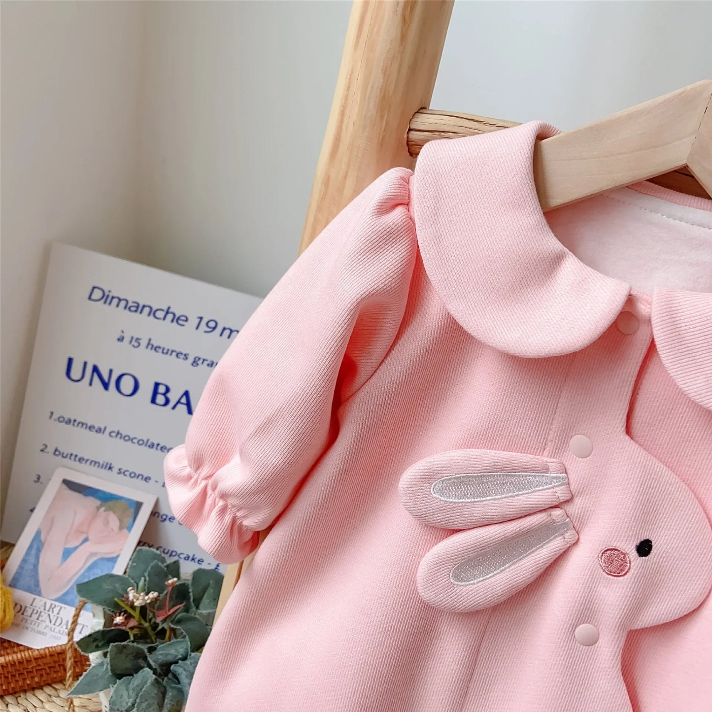 Newborn Baby Autumn Romper One Year Old Birthday Cute Girls Cartoon Rabbit Long Sleeve Bodysuits Spring New Kids Cotton Clothes