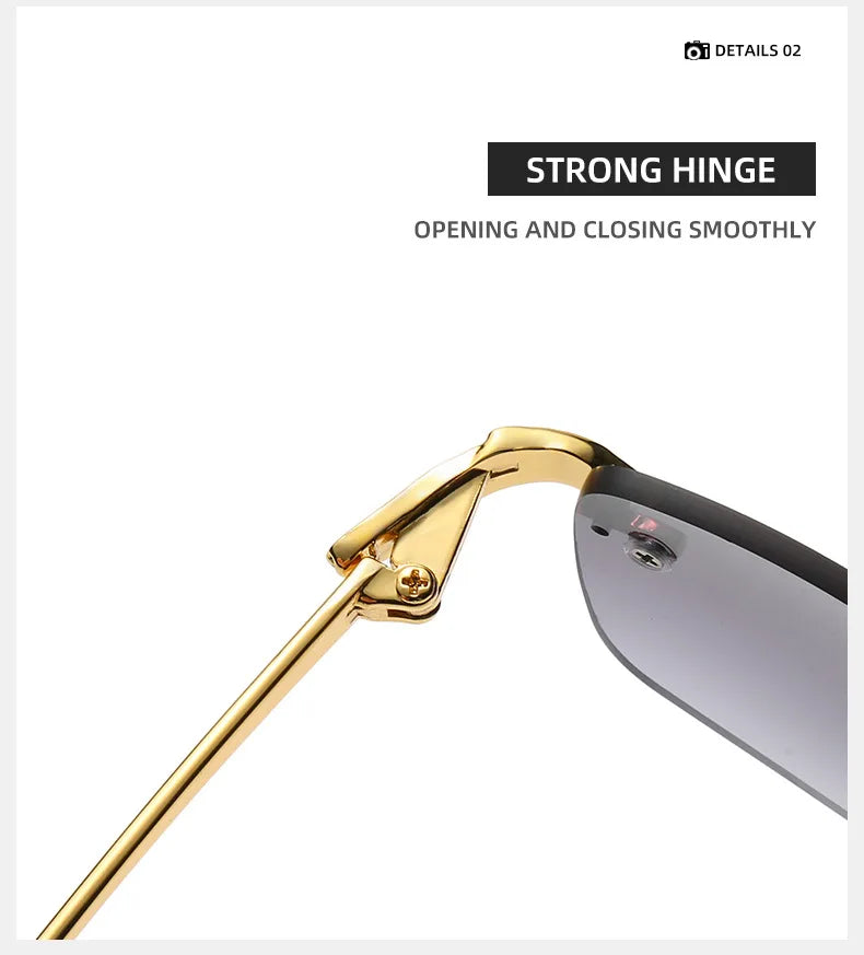 Fashion Vintage Rimless Square Sunglasses Women Men Luxury Brand Designer Popular Travel Driving Metal Small Sun Glasses