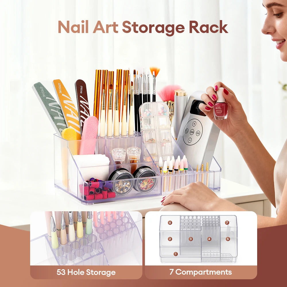 Acrylic Storage Rack Nail Art Tools Organizer Nail Salon Display Rack Large Capacity Storage Box Gel Polish Cosmetic Drawer
