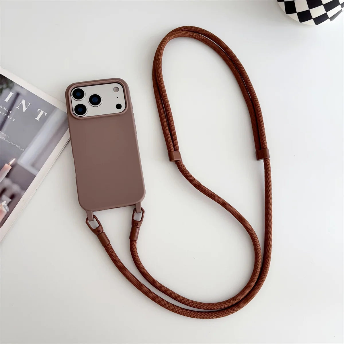Silicone Phone Case for IPhone 17 Air 16 16E 15 14 Plus 11 13 12 Mini Pro Max Crossbody Lanyard Candy Color Soft TPU Back Cover