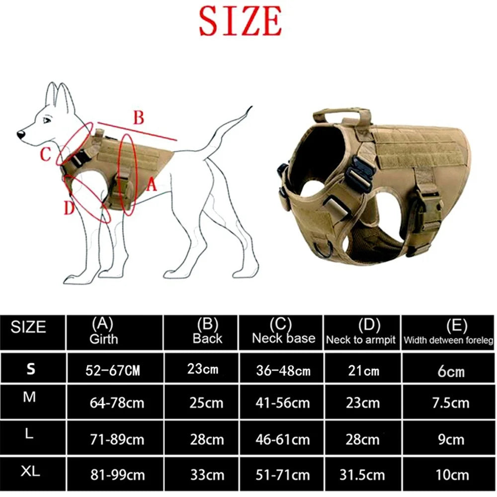 Tactical Dog Harness, Adjustable No-Pull Handle Service Vest Heavy Duty Pet Large Breed,  Dog Vest for Training Hunting Walking