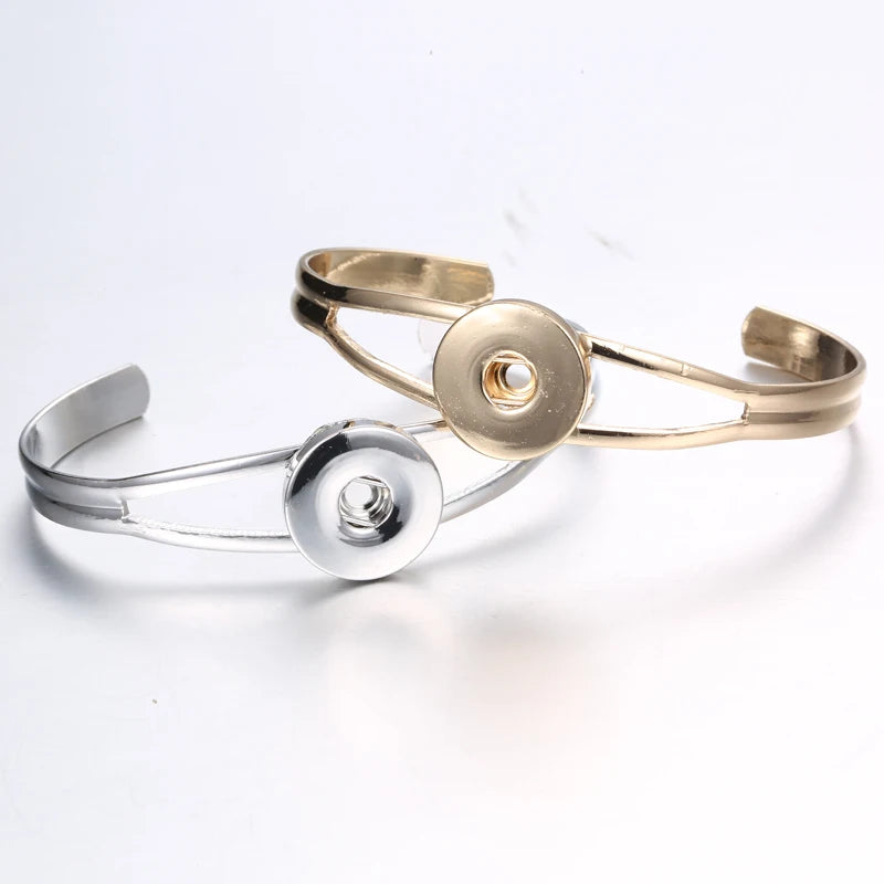 10pcs/lot Wholesale Metal 18mm Snap Button Bracelet Bangles Silver Gold Color Snap Bracelet Fit 20mm 18MM Snap Buttons Jewelry