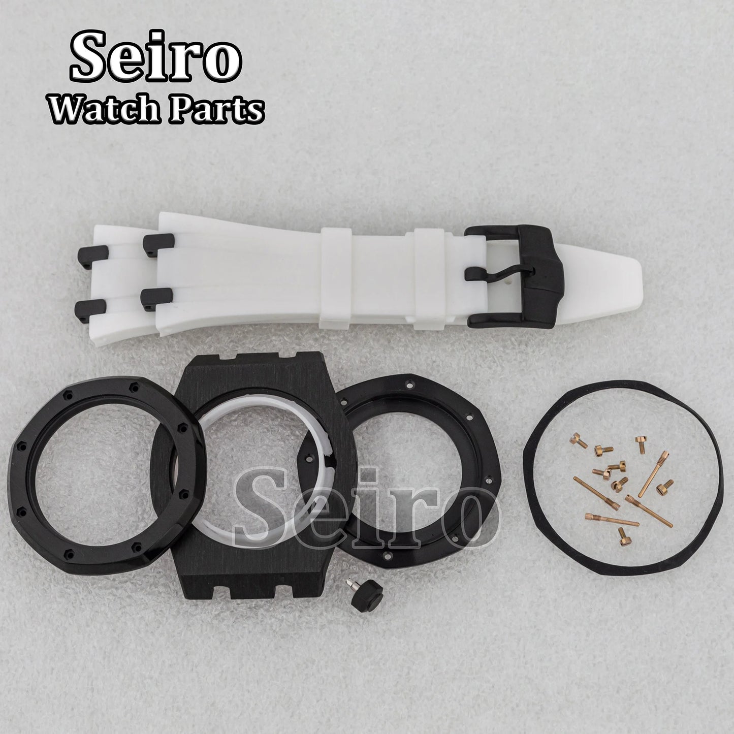 42mm Octagon Watch Case Rubber Strap Sapphire Crystal 10bar for 31.8mm Dial Royal Oak NH35 NH36 Movement Watch Modified Parts