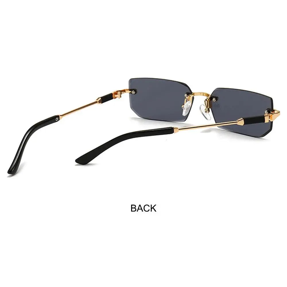 Retro Rimless Sunglasses for Women Men Trendy Frameless Rectangle Sun Glasses Retro Shades Fashion Summer Travel UV400 Eyewear