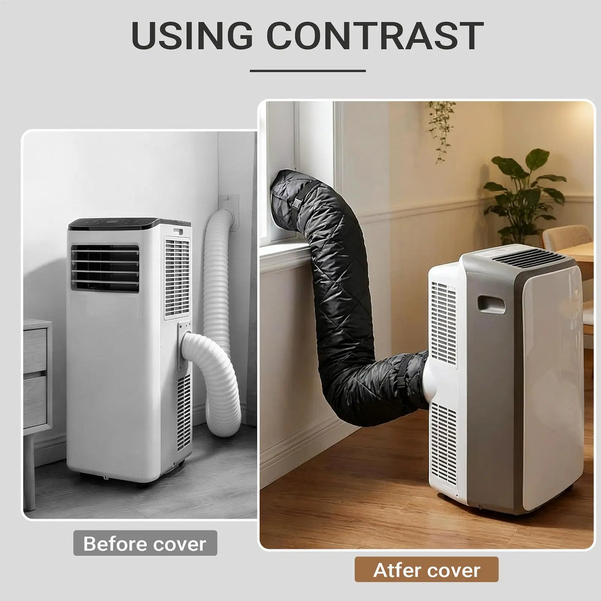 Ac Hose Insulation Sleeve Adjustable Protector Fits 5.8-6 Inch Ac Exhaust Hose Insulation Cover for Living Room Bedroom Home
