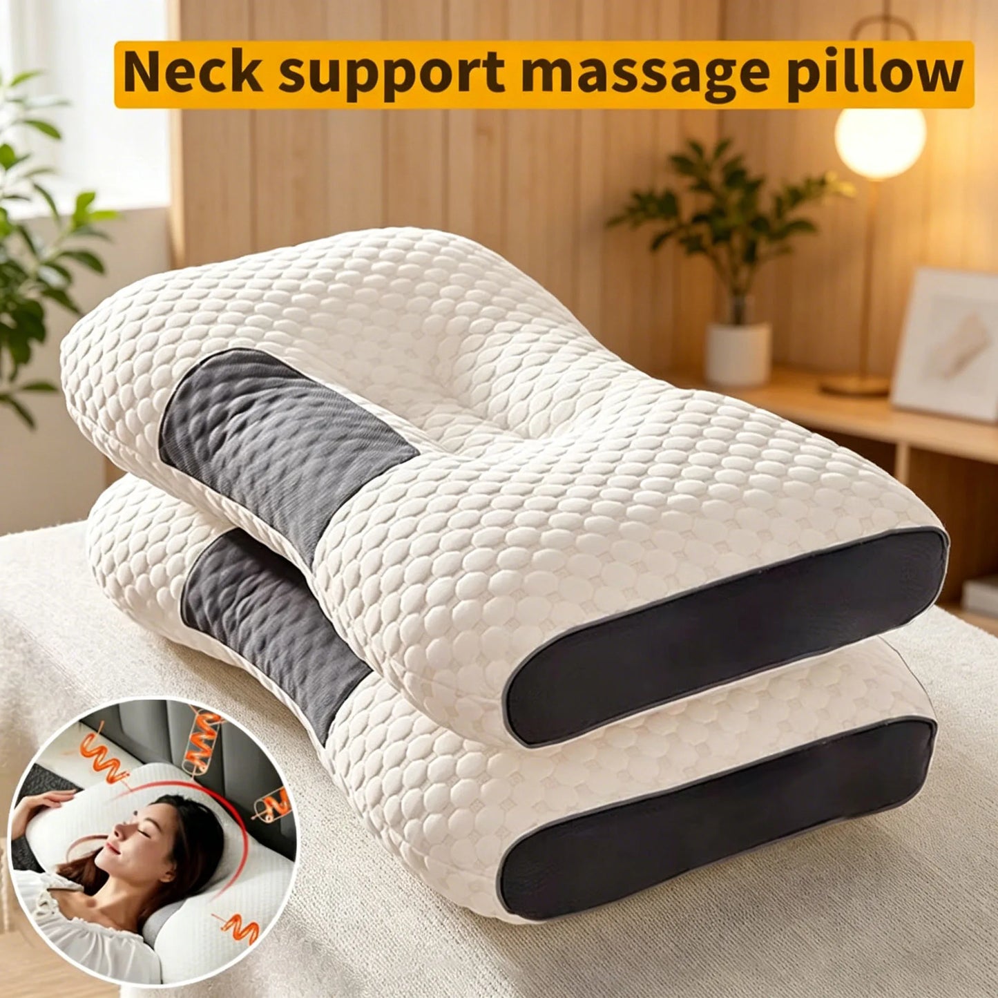 Knitted Cotton Pillow Core Ergonomic Cervical Support Sleep Aid Pillow For Adults Household Dormitory Students
