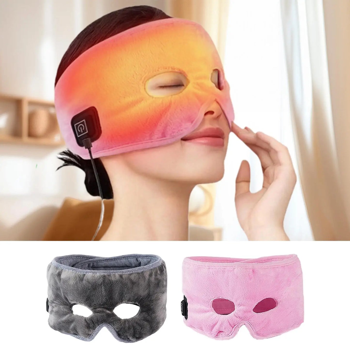Sinus Heating Pad Adjustable Temperature USB Powered Heated Relief Mask Pain Pressure Tension Hot Compress Eye Therapy
