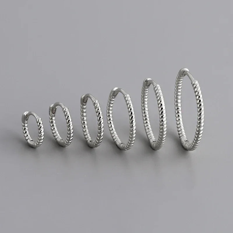 Real 925 Sterling Silver Twisted Rope Shape Hoop Earrings for Women Minimalist Fine Jewelry Light Luxury Accessories