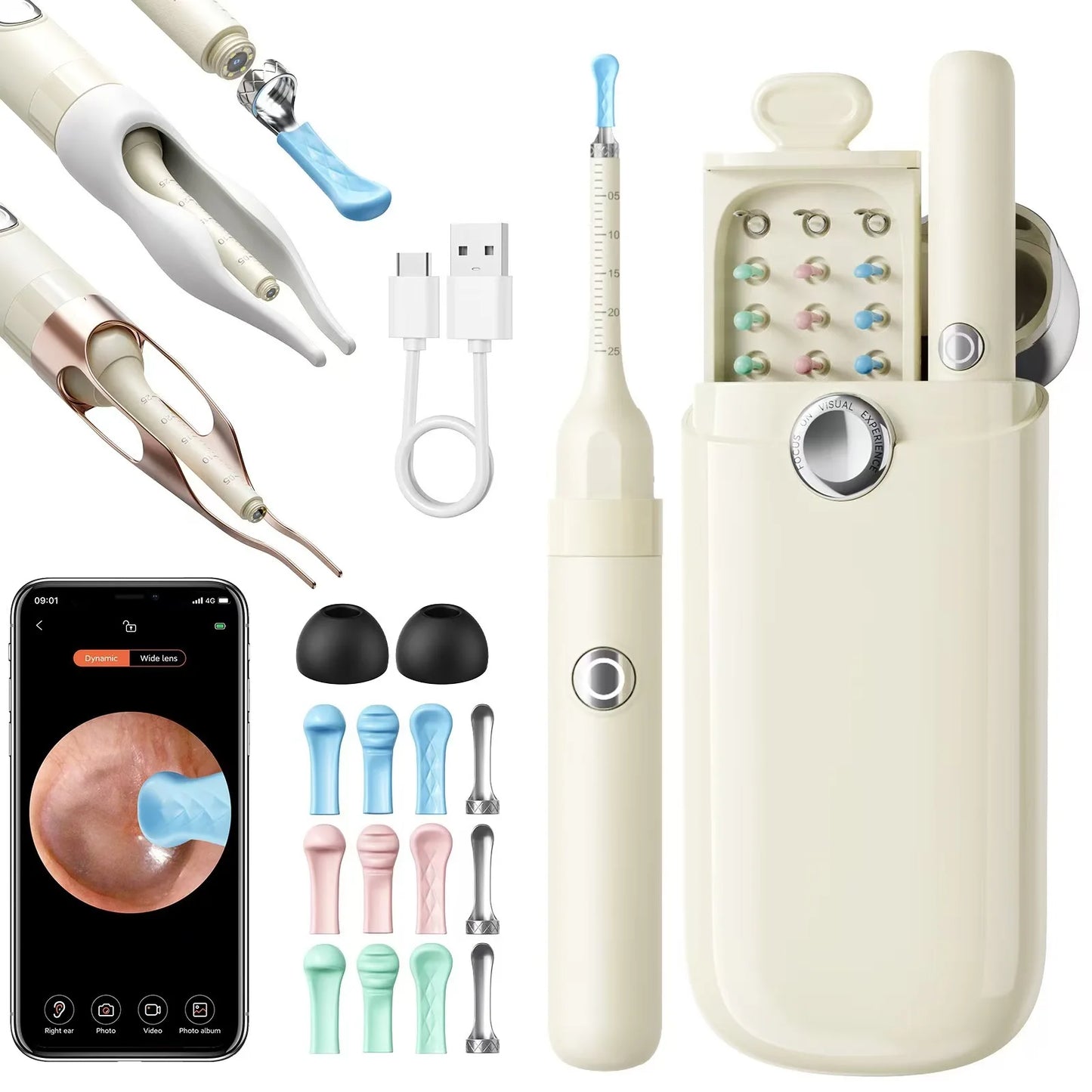 Smart Visual Ear Wax Cleaner with HD Camera Endoscope Wireless WiFi Ear Cleaning Tool for Home Use Ear Wax Remover