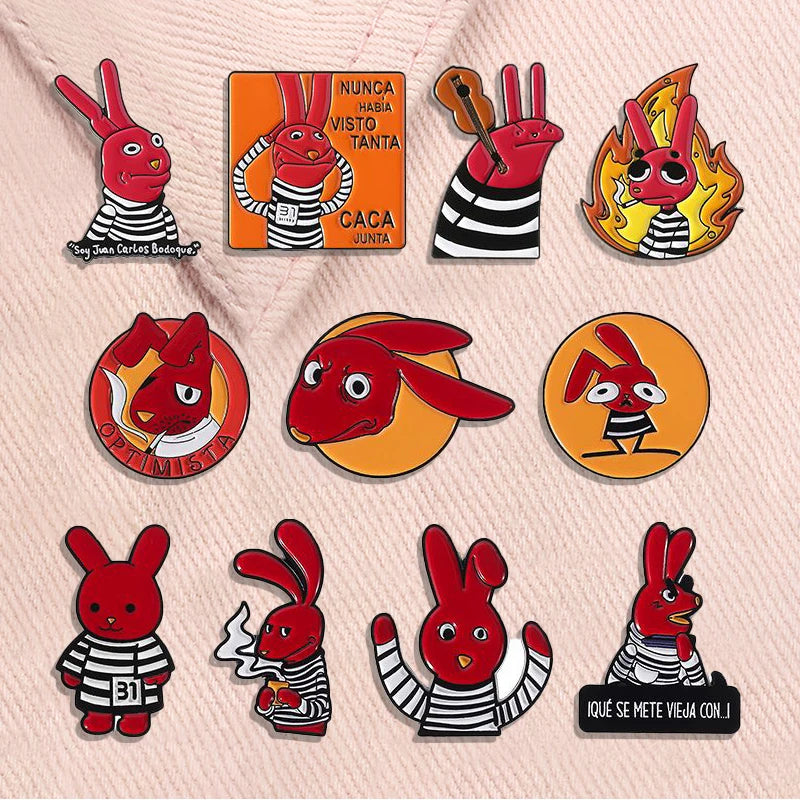 4-20pcs/set Red Eared Rabbit Enamel Pins Anime Characters Turbo Granny Cat Holy Jesus Medical Brooches Lapel Badge Jewelry Gifts