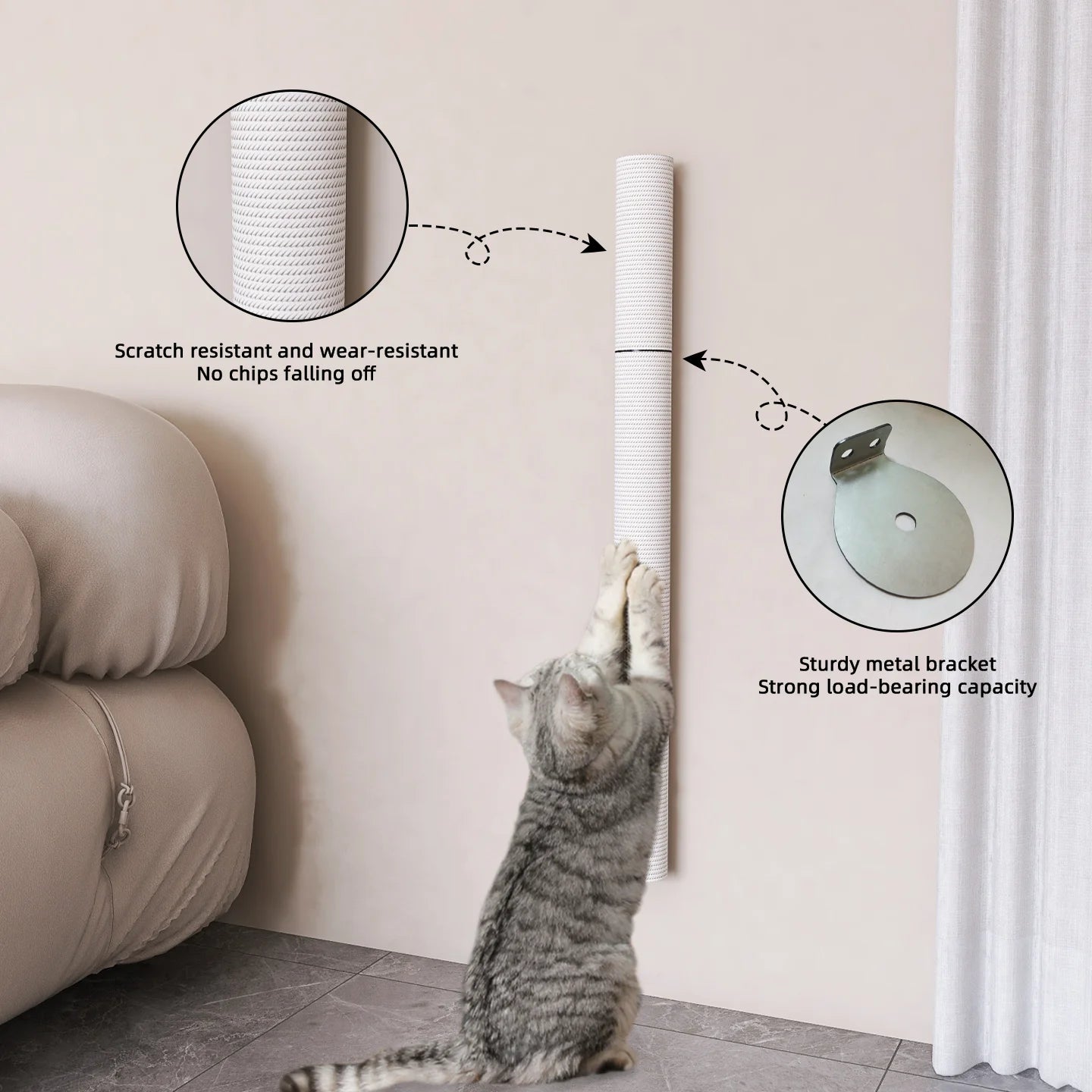 Wall-Mounted Cat Scratching Post with Sisal Rope & Climbing Ladder – Interactive Play Toy for Indoor Cats of All Sizes