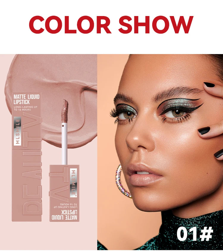 6 Colors of Long-Lasting Velvet Liquid Lipstick with Matte Texture Waterproof Non-Stick Cup Professional Lip Makeup Products