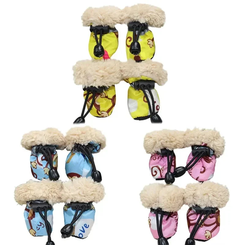 4PCS Dog Shoes Winter Super Warm Cotton Shoes Anti Slip Dog Boots Dogs Paw Protectors Puppy Shoes Pet Product Dog Accessories #