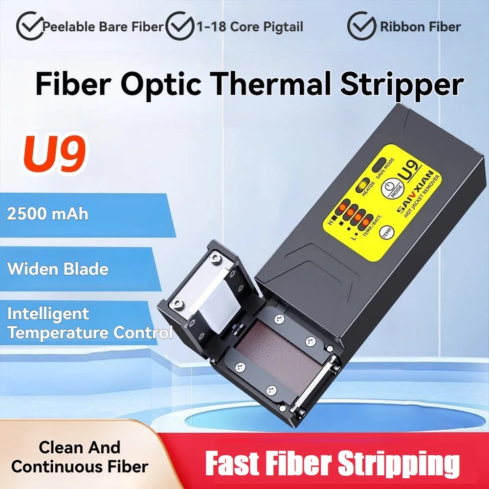 New U9 Fiber Thermal Stripper Pliers Heated Optical Wire Stripping Slitter Ribbon Fiber Hot Stripper Cable Fusion Tool