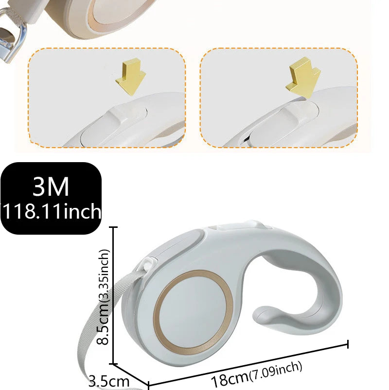 3/5m Nylon Dog Leash Automatic Retractable Durable Lead Automatic Retractable Traction Flexible Small Medium Dogs Pet Products