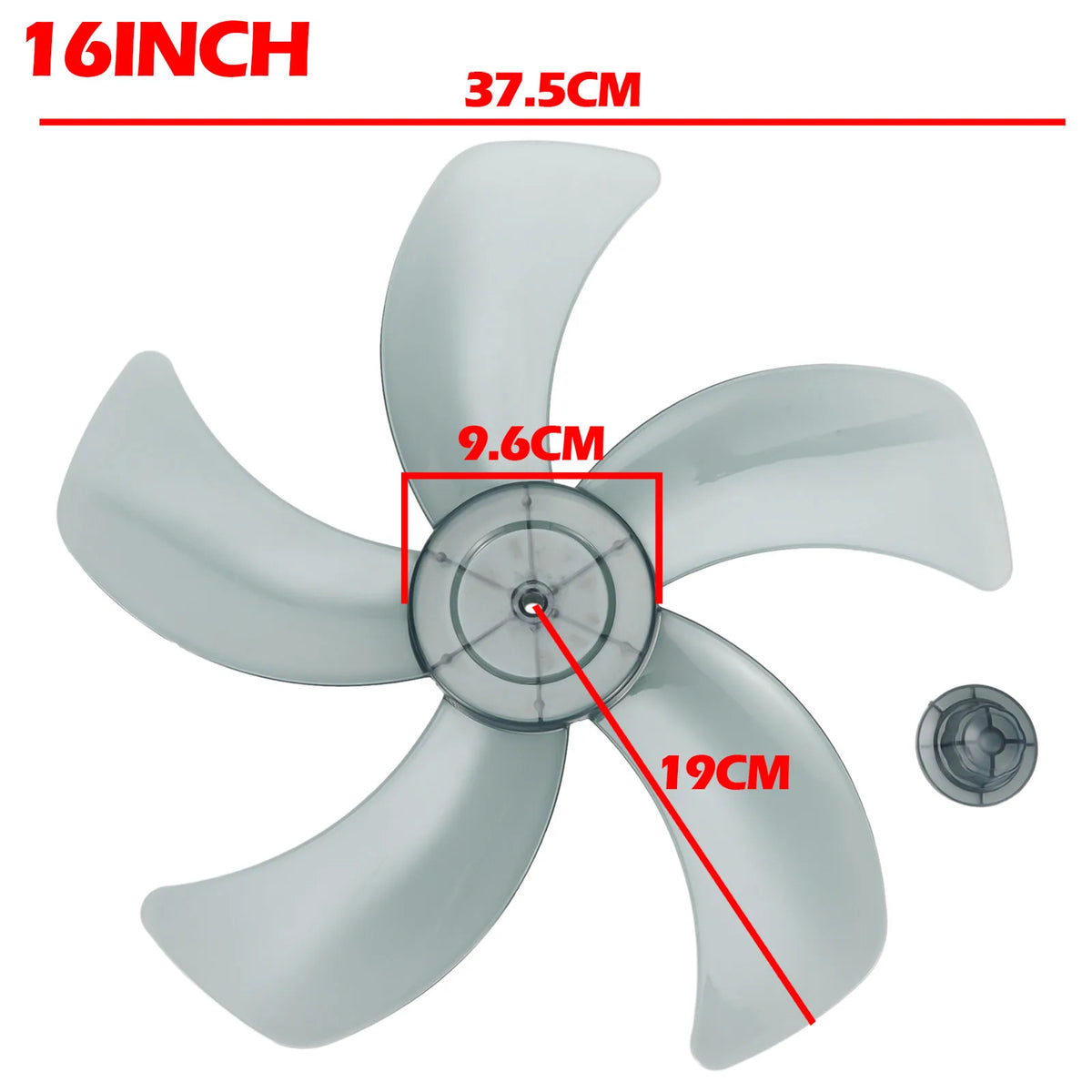 Replacement Fan Blade for 16 Inch Household Stand or Desk Fans 5 Leaves Plastic Blade with Nut Cover Offering Use