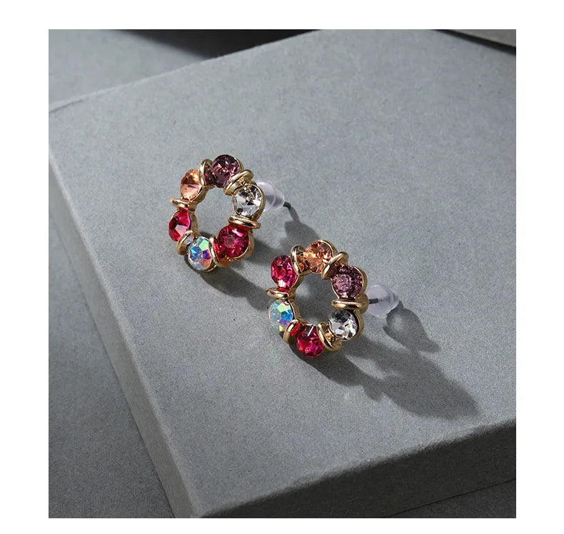 Luxury Multicolor Zircon Jewelry Set, Elegant Necklace and Earrings, Minimalist Luxury Gift for Women, Sparkling Gemstones