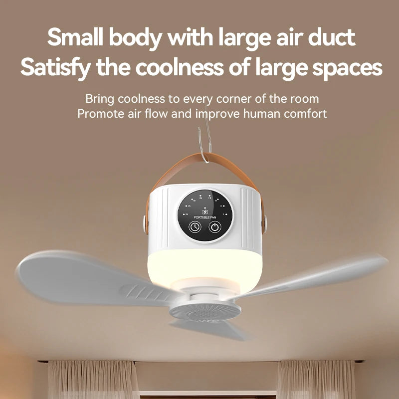 Portable Outdoor Camping Tent Fan New Remote Control Household Ceiling Fan Lighting Durable Rechargeable 3600mah