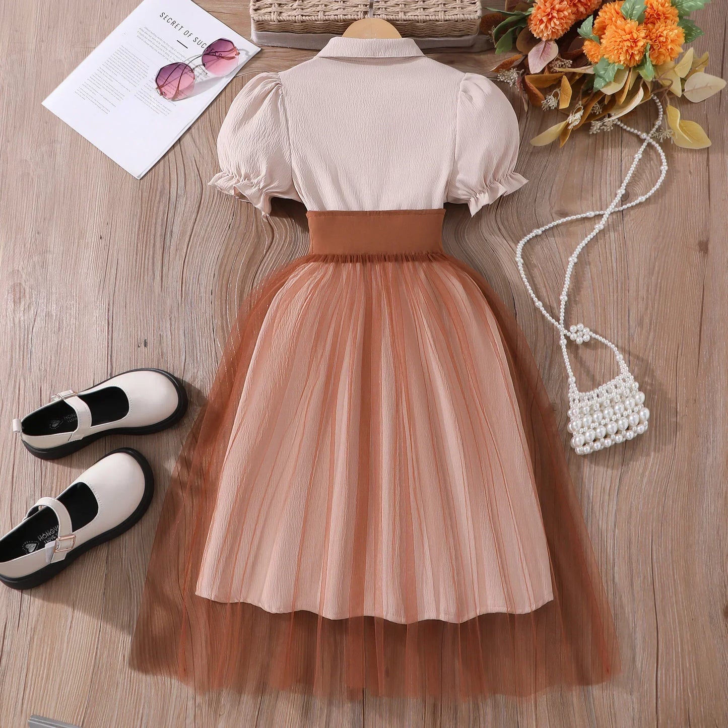 Teen Girl Dress Summer Pink Retro Short Sleeve Children Dresses Fashion Girl Costume Party Big KIds Outfit 7 8 9 10 11 12Yrs