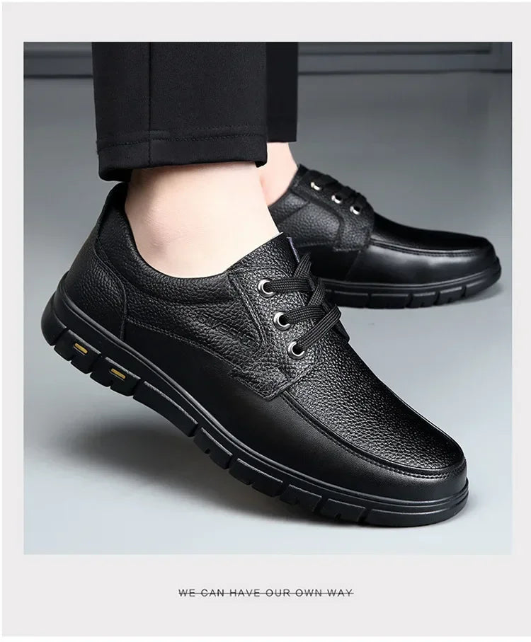 2025 Kitchen King Men's Shoes Anti-Slip Waterproof Oil-Resistant Durable Casual Leather Work Shoes For Chefs Perfect For Spring