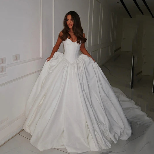 Eightree Elegant A-Line Wedding Dresses Sweetheart Floral Printed Satin Bridal Dress Women Wedding Ball Prom Gowns Customized