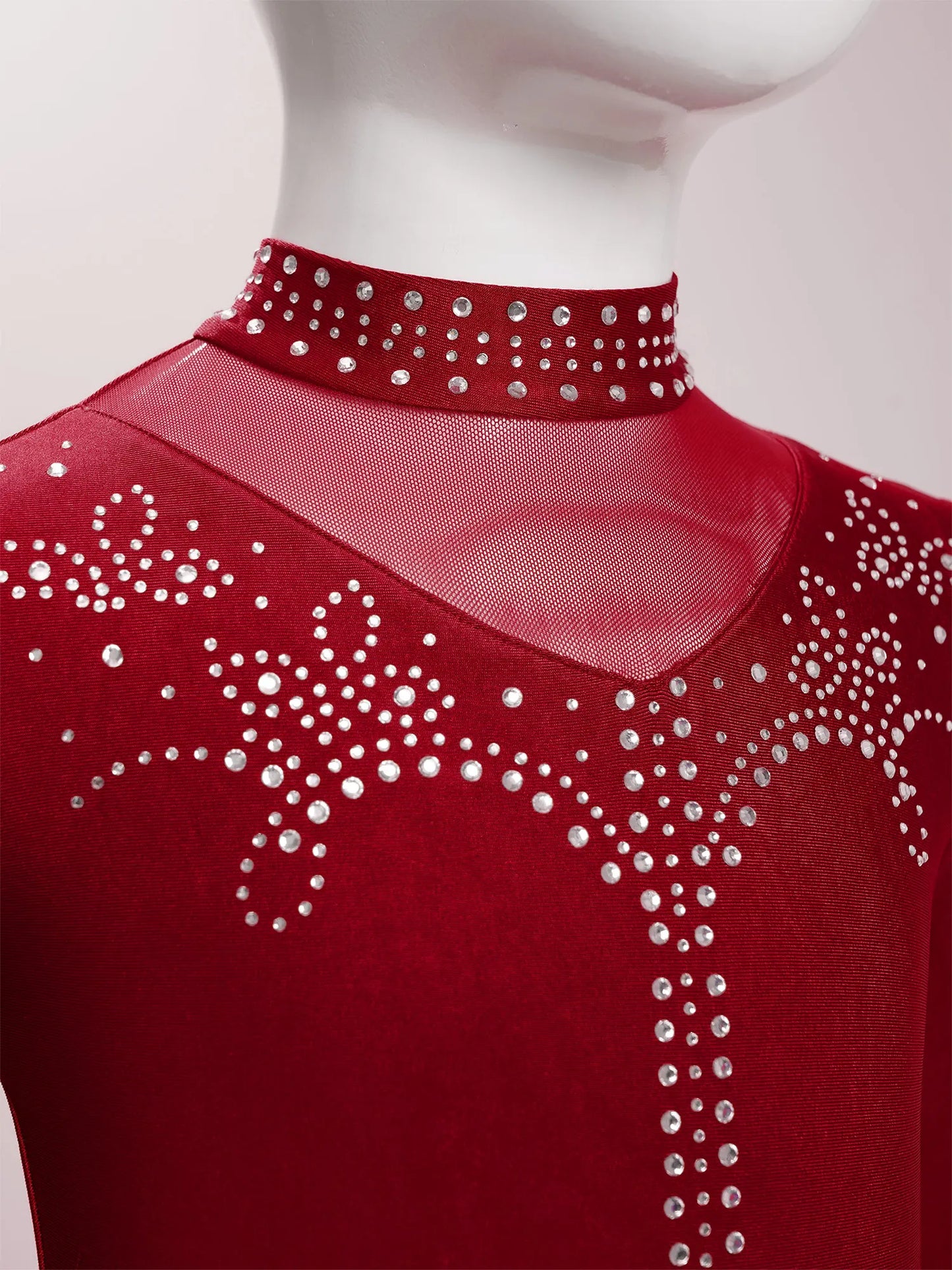 Girls Leotards Jumpsuit for Jazz Latin Skating Competition Costume Tassels Long Sleeve Rhinestones Bodysuit Modern Dancewear