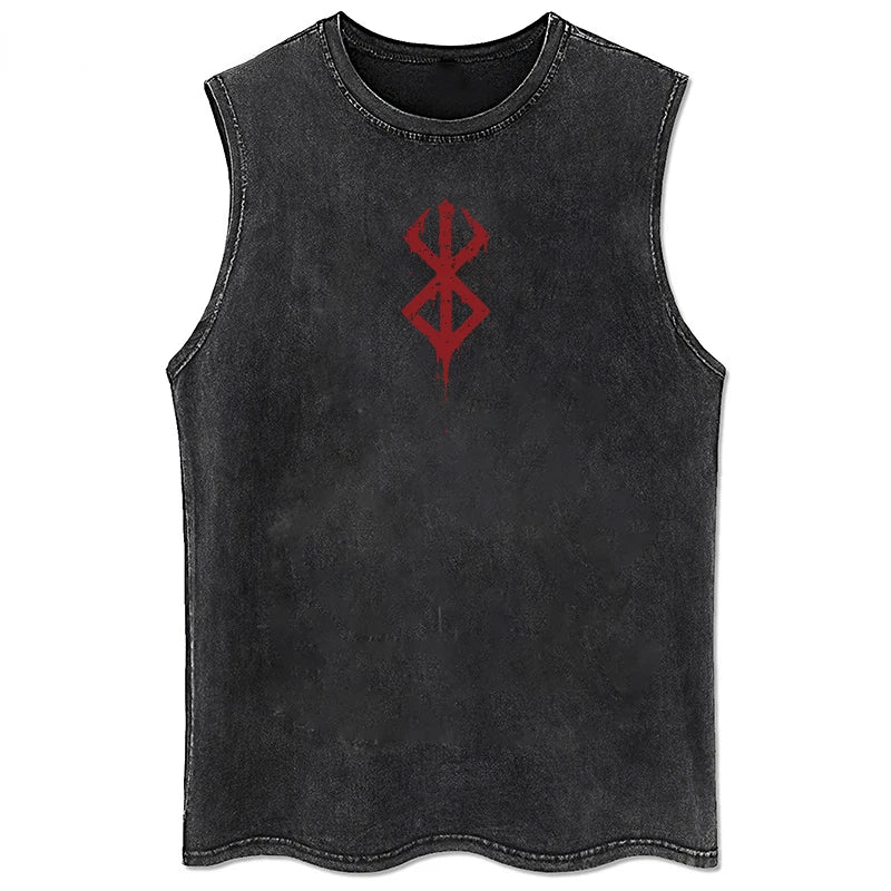Berserk Logo Graphic Tank Top Manga Print Vest Men Women Sleeveless Shirt Vintage Washed Oversized 100% Cotton Gym Clothing