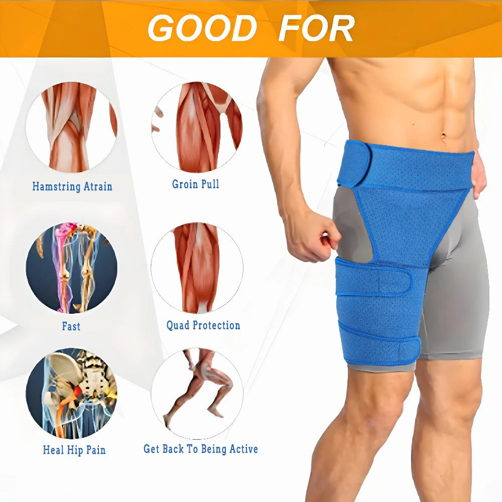 Hip Support Brace & Groin Bandage – Targeted Relief for Thigh, Hamstring, Pulled Muscle, Arthritis, Bursitis & Sciatica