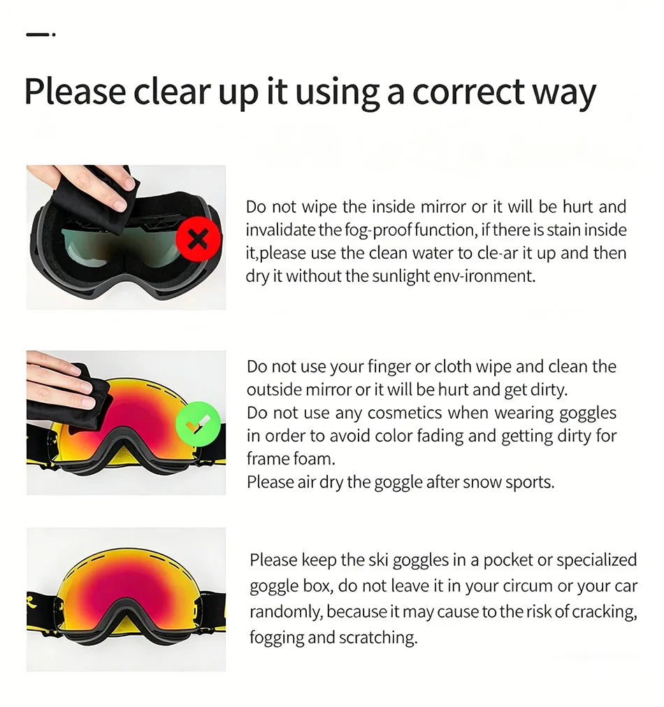 COPOZZ Brand Ski Goggles Men Women Snowboard Goggles Glasses For Skiing UV400 Protection Skiing Snow Glasses Anti-Fog Ski Mask