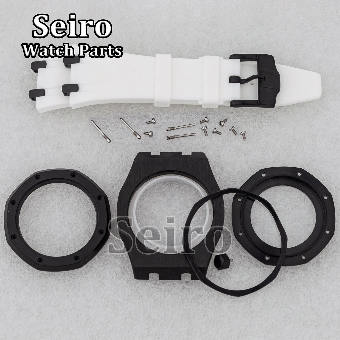 42mm Octagon Watch Case Rubber Strap Sapphire Crystal 10bar for 31.8mm Dial Royal Oak NH35 NH36 Movement Watch Modified Parts
