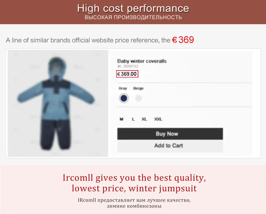 Ircomll Winter Baby Jumpsuit Thick Warm Infant Hooded Inside Fleece Jacket Newborn Boy Girl Coat Overalls Cotton Down Jacket