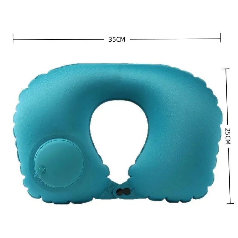 Portable Flocking Inflatable Neck Pillow Foldable Self Filled Travel Cushion Business Trip Camping Outdoor Accessory