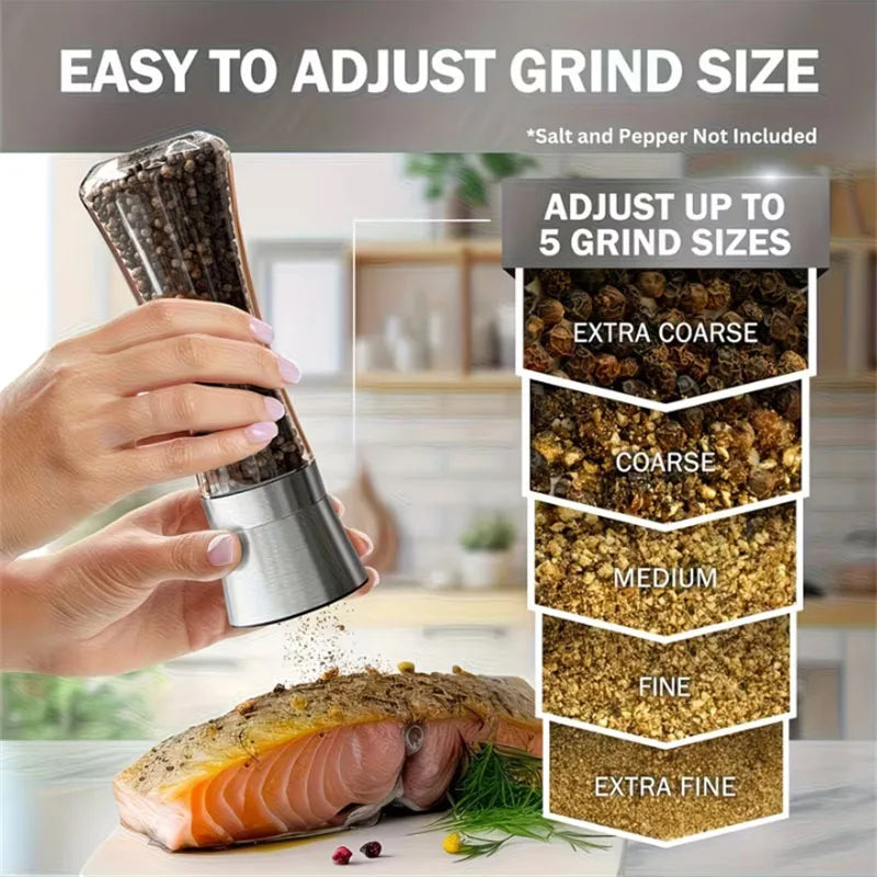 200ML Pepper Grinder Stainless Steel Glass Spice Bottle Manual Pepper & Salt Grinder with Adjustable Coarseness for Kitchen Use