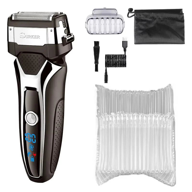 Turbo two speed wet dry rechargeable electric shaver foil set male USB face beard electric razor for men body shaving machine