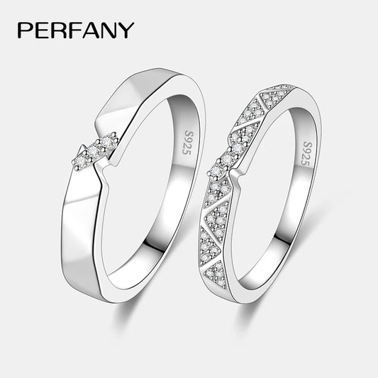 PERFANY All Moissanite Ring for Women Men S925 Pure Silver Couple Ring Simple Wedding Fashion Jewelry Birthday Gift