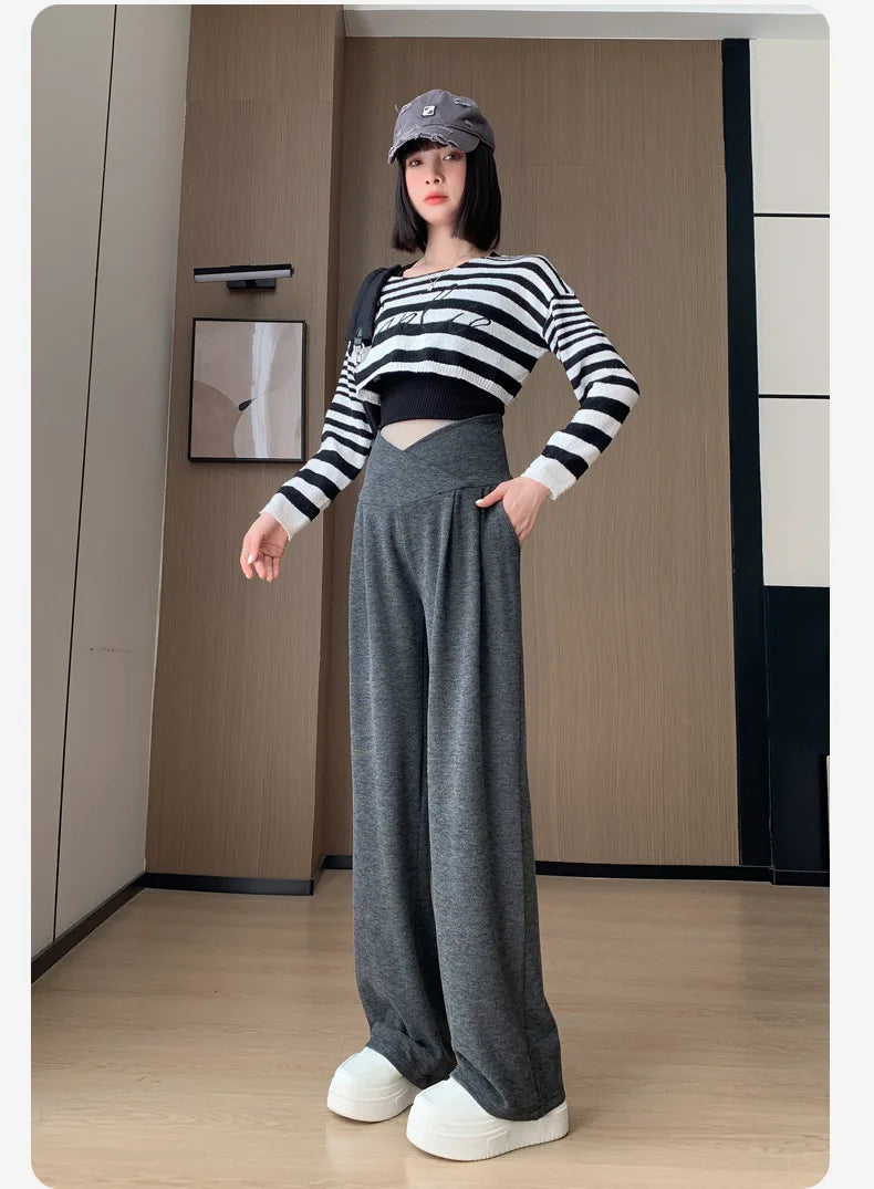 Maternity Pants Spring and Fall Wide-Legged Pants Low-Waisted Glutinous Pants Small Casual Straight Pants Maternity Clothing