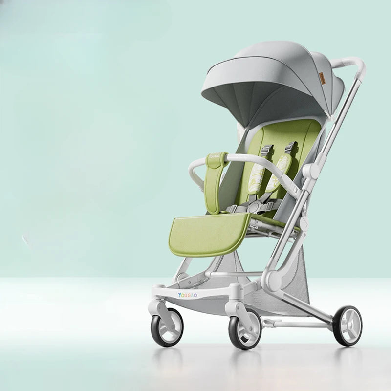 Foldable Four Wheels Cart Comfortable  Portable Lightweight Baby Stroller Can Sit or Lie Down Aluminum alloy Children's Cart