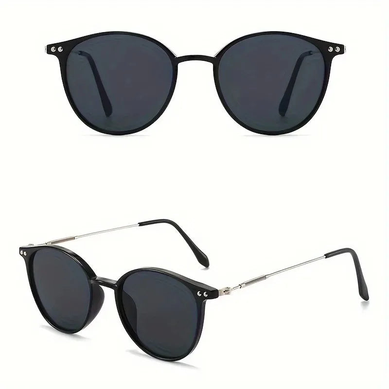 2 Pairs Set Small round Sunglasses Cute Skinny Cat Eye Vintage Narrow Cateye Unisex Eyewear for Women And Men