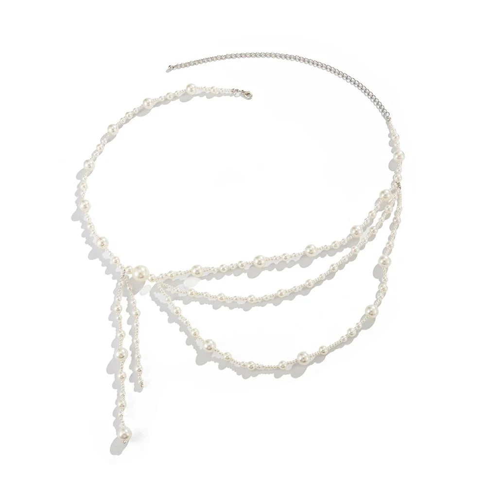 Fashion Multi-layer Imitation pearl Tassels Waist Chain for Women 2026 Retro Simple Body Chain Belts Body Jewelry Party Accessor