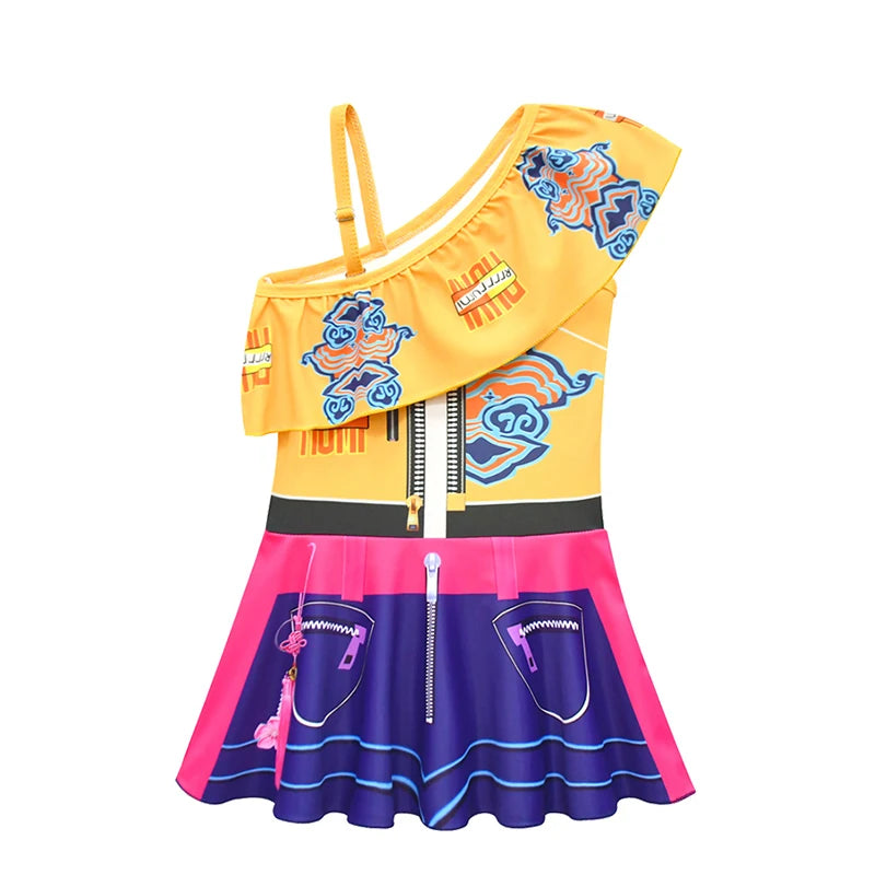 Summer 2026 Kpop Kids Swimsuit Festival Children Cosplay Demon Hunter Rumi Girls Outfits Holiday Beach Party Children's Swimwear