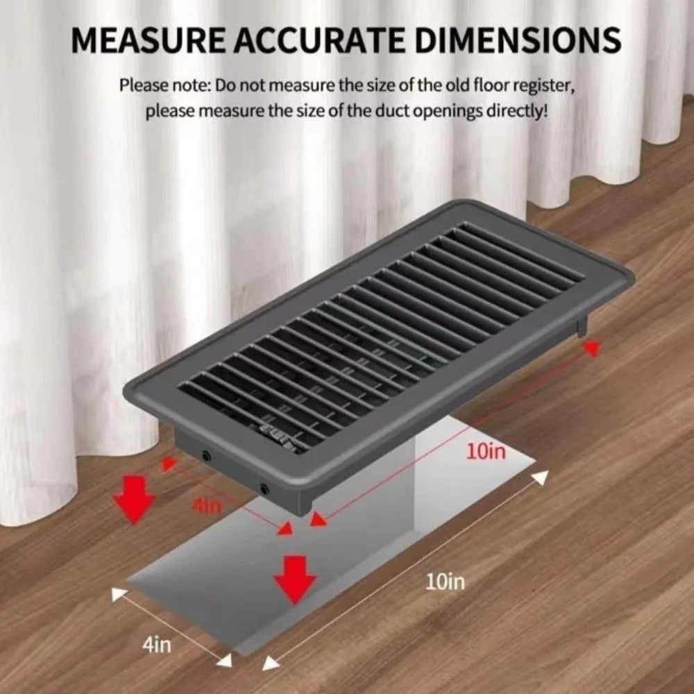 Metal Floor Register Cover 4*10 Inch Anti-blocking Floor Vent Covers Rust-proof Air Cover Heavy Duty Vent Grille Office Building