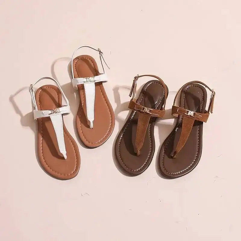 2025 Women's Shoes Fashion Daily Sandals Women Buckle Strap Flat With Outdoor Open Toe Female Shoe