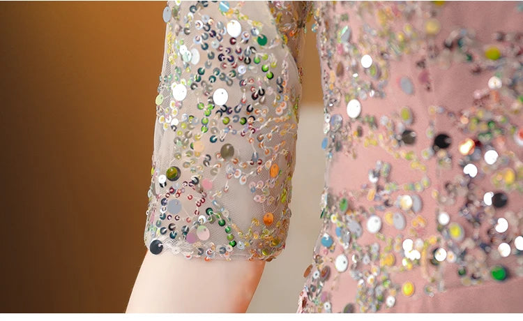 Summer New Sequins Luxury Chic Evening Wedding Dress 2024 Women's Elegant Bodycon Midi Dress Satin Vintage Casual Party Vestidos